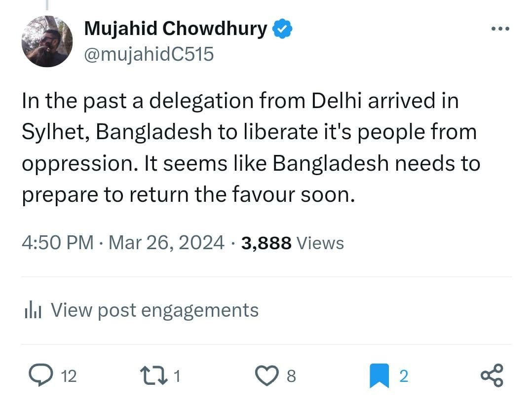 In the past a delegation from Delhi arrived in Sylhet, Bangladesh to liberate it's people from oppression. It seems like Bangladesh needs to prepare to return the favour soon.